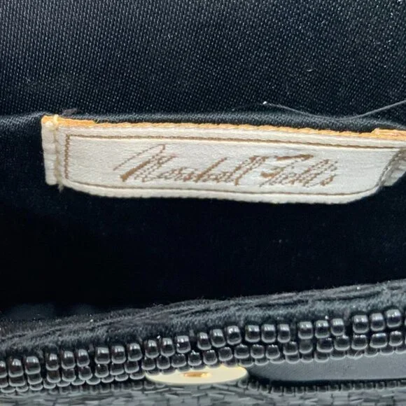Elegant Vintage Black Beaded Evening Bag Clutch Handbag Marshall Fields - Picture 2 of 12